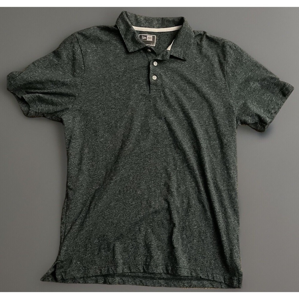 New Era Short Sleeve Golf Polo Shirt Green White Freckle Logo Large JBHS